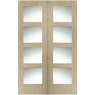 XL Joinery Severo Latte Oak 8-Lites Internal Glazed Door Pair