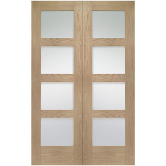 XL Joinery Severo Clear Lacquer Oak 8-Lights Internal Glazed Door Pair