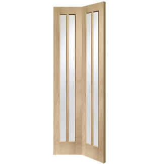 XL Joinery Worcester Clear Lacquer Oak 4-Lites Internal Bi-Fold Glazed Door