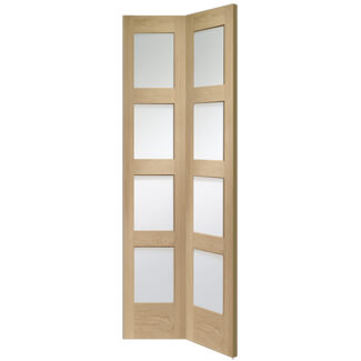 XL Joinery Shaker Clear Lacquer Oak 8-Lights Internal Bi-Fold Glazed Door