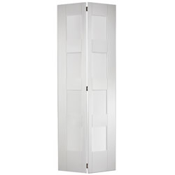 LPD Shaker Internal Bi-fold Door with 8 Clear Glazed Light - White Primed