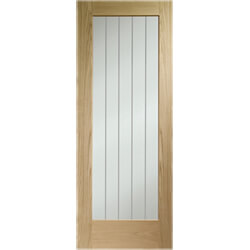 XL Joinery Suffolk Pattern 10 Internal Fire Door with 1 Etched Glazed Light - Unfinished Oak