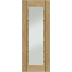 XL Joinery Palermo Internal Fire Door with 7 Panel and 1 Clear Glazed Light - Unfinished Oak