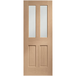 XL Joinery Malton Clear lacquer Oak 2-Panels 2-Lights Internal Glazed Fire Door