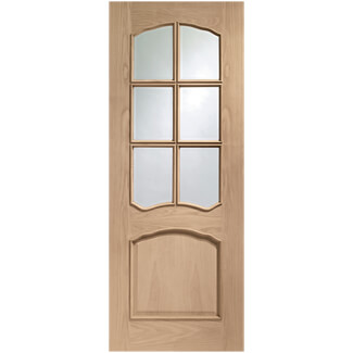 XL Joinery Riviera Clear Lacquer Oak 1-Panel 6-Lites Internal Glazed Door