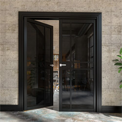 Deanta Dalston Internal Door with 5 Tinted Glazed Light - Prefinished Black