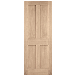 LPD London Internal Door with 4 Panel - Prefinished Oak