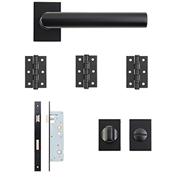 Deanta Ares Urban Bathroom Door Handle Pack - Matt Black