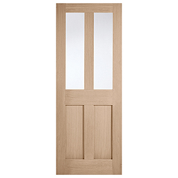 LPD London Internal Door with 2 Panel and 2 Clear Glazed Light - Prefinished Oak