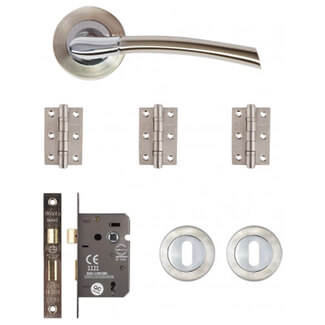 Deanta Hera Satin Nickel Chrome Mortice Door Handle Kit