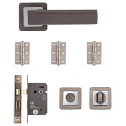 Deanta Invictus Bathroom Door Handle Pack - Matt Satin Black