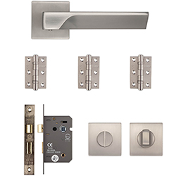 Deanta Athens Bathroom Door Handle Pack - Satin Nickel