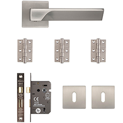 Deanta Athens Motrice Door Handle Pack - Satin Nickel