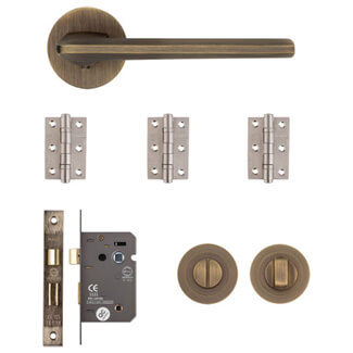 Deanta Ithaca Matt Antique Brass Bathroom Door Handle Kit