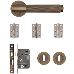 Deanta Sparta Mortice Door Handle Pack - Matt Antique Brass