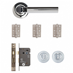 Deanta Arcadia Bathroom Door Handle Pack - Polished Chrome