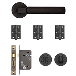 Deanta Delphi Bathroom Door Handle Pack - Matt Black
