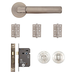 Deanta Delphi Bathroom Door Handle Pack - Satin Nickel