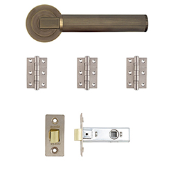 Deanta Delphi Latch Door Handle Pack - Matt Antique Brass