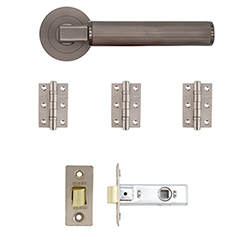 Deanta Delphi Latch Door Handle Pack - Matt Satin Black Nickel