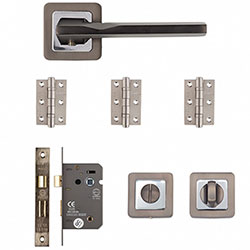 Deanta Hadrian Bathroom Door Handle Pack - Matt Satin Black
