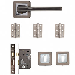 Deanta Hadrian Mortice Lock And Door Handle Pack - Matt Satin Black