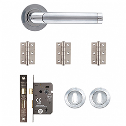 Deanta Augustus Mortice Door Handle Pack - Matt Polished Chrome