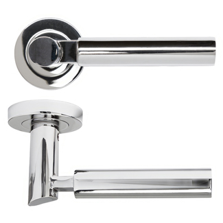 Deanta Arcadia Polished Chrome Round Rose Lever Handle Pair