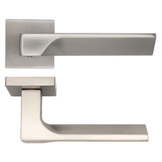 Deanta Athens Satin Nickel Square Rose Lever Handle Pair