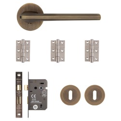 Deanta Ithaca Door Handle And Mortice Pack - Matt Antique Brass