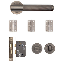 Deanta Sparta Bathroom Door Handle Pack - Matt Satin Black Nickel