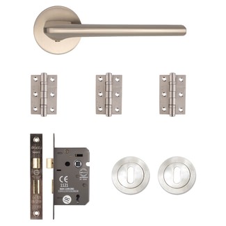 Deanta Ithaca Satin Nickel Door Handle And Mortice Kit