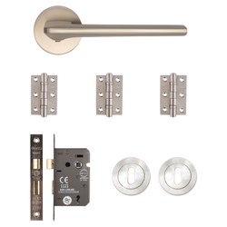 Deanta Ithaca Door Handle And Mortice Pack - Satin Nickel