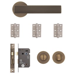 Deanta Olympia Bathroom Door Handle Pack - Matt Antique Brass