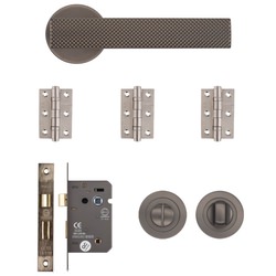 Deanta Olympia Bathroom Door Handle Pack - Matt Satin Black Nickel