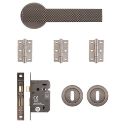 Deanta Olympia Mortice Door Handle Pack - Matt Satin Black Nickel
