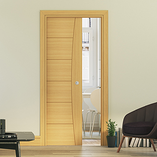 Deanta Single Pocket Door Kit 125mm - White Frame With Black Finish Hardware