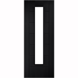 LPD Linear Laminate Internal Door with 7 Panel and 1 Clear Glazed Light - Prefinished Black