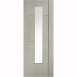 LPD Ladder Laminate Internal Door with 5 Panel and 1 Clear Glazed Light - Prefinished Light Grey