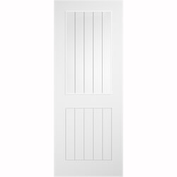 LPD Cottage Laminate Internal Door with 5 Panel and 1 Clear Glazed Light - Prefinished White
