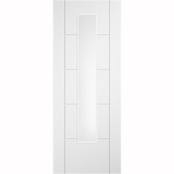 LPD Ladder Laminate Internal Door with 5 Panel and 1 Clear Glazed Light - Prefinished White