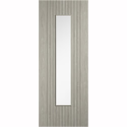 LPD Sydney Laminate Internal Door with 11 Panel and 1 Clear Glazed Light - Prefinished Light Grey