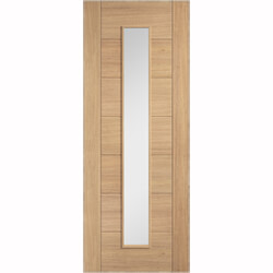 LPD Carini Internal Door with 7 Panel and 1 Clear Glazed Light - Unfinished Oak