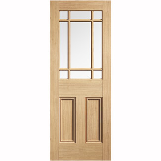 LPD Downham Un-Finished Oak 2-Panels 9-Lites Internal Glazed Door