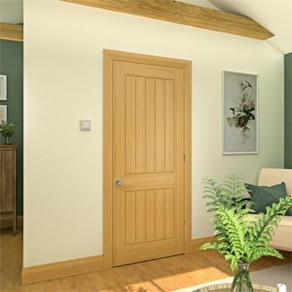 Deanta Ely Pre-Finished Oak 2-Panels Internal Fire Door