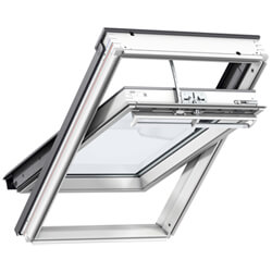 Velux Electric Centre Pivot Roof Window - 67 Triple Glazed - White Painted Pine