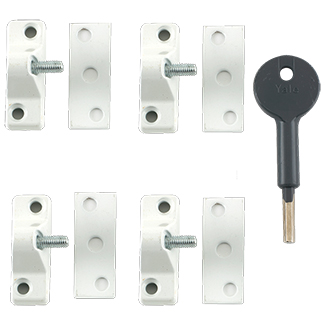 Yale 8K118 Economy Window Lock x 4 + 1 key - White