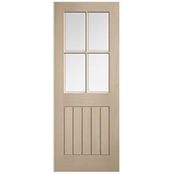 LPD Mexicano Internal Door with 5 Panel and 4 Clear Glazed Light - Prefinished Blonde Oak