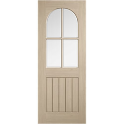 LPD Mexicano Arched Square Top Internal Door with 5 Panel and 4 Clear Glazed Light - Prefinished Blonde Oak