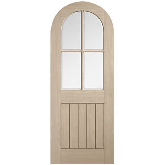 LPD Mexicano Arched Curved Top Pre-finished Blonde Oak 4-Lites 5-Panels Internal Glazed Door